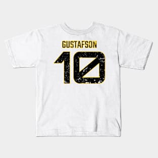 Megan Gustafson Yellow Distressed Jersey Number 10 BP-14 Kids T-Shirt